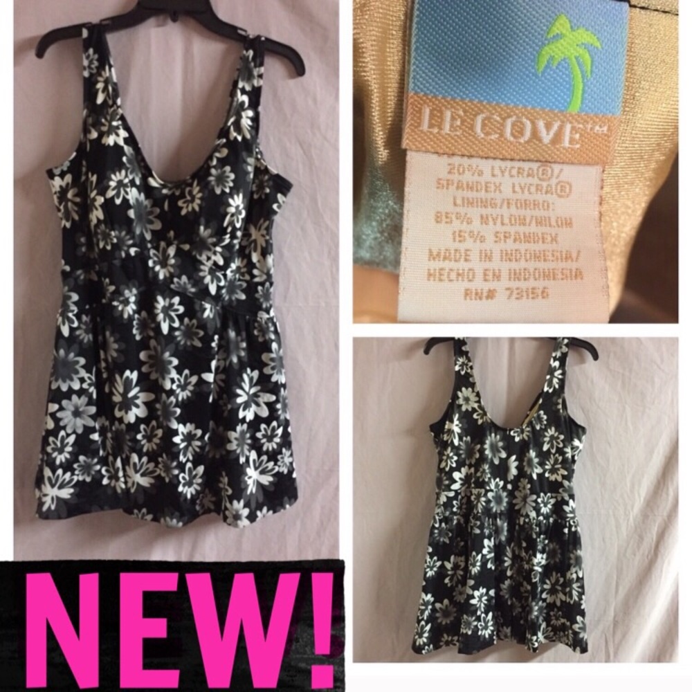 SALE-NEW! LECOVE ONE-PIECE SKIRTED SWIM SUIT